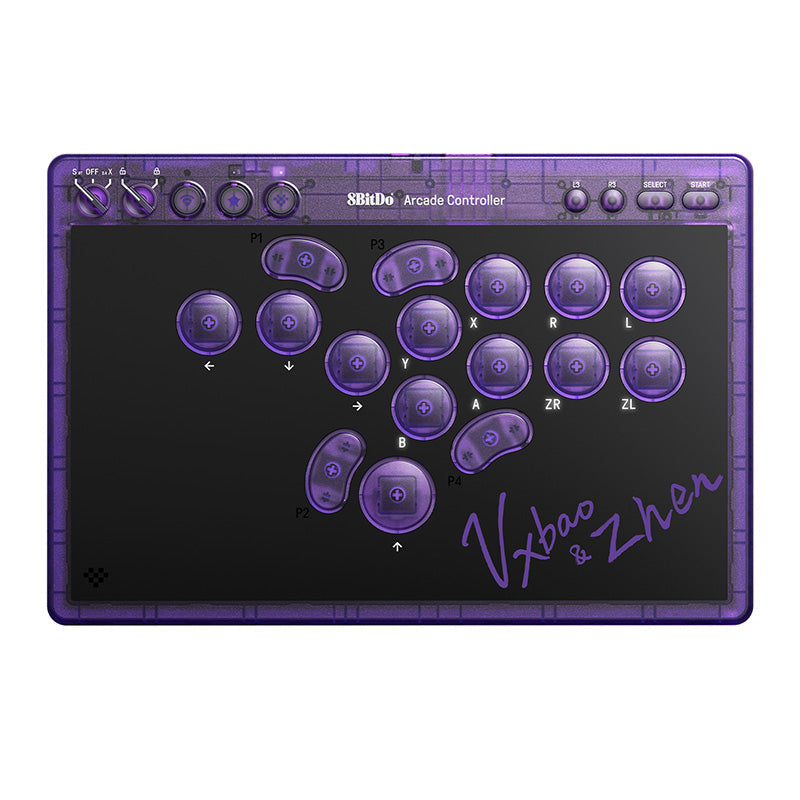8BitDo Arcade Controller - Transparent Purple Signature Edition for Smooth Gameplay