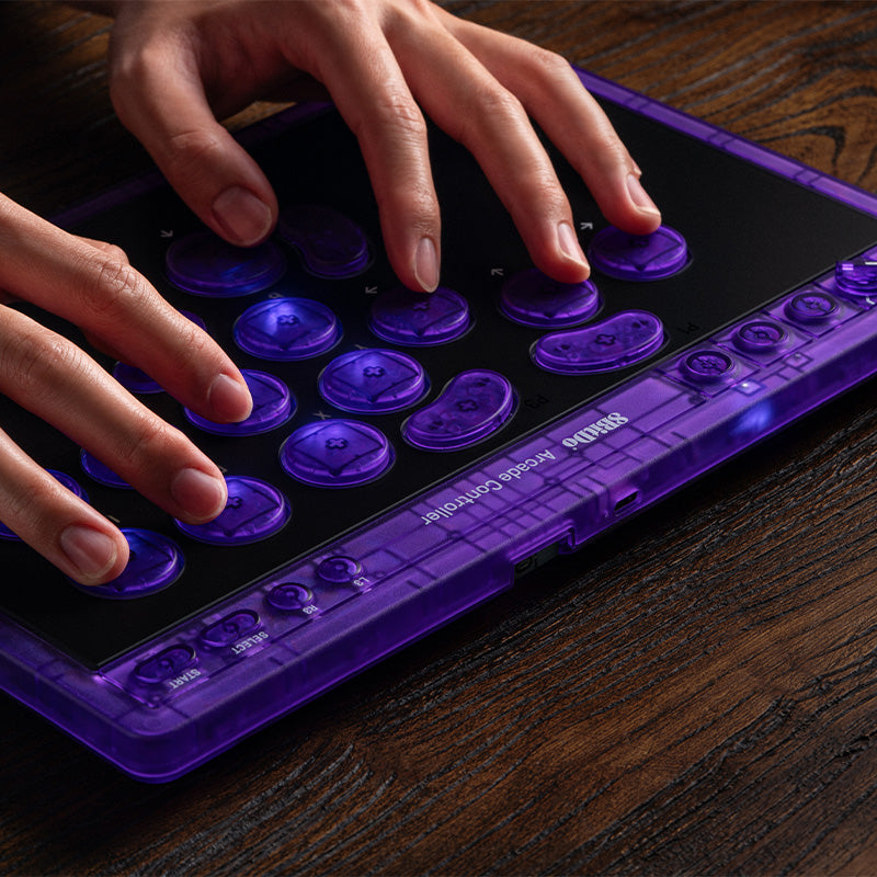8BitDo Arcade Controller - Transparent Purple Signature Edition for Smooth Gameplay