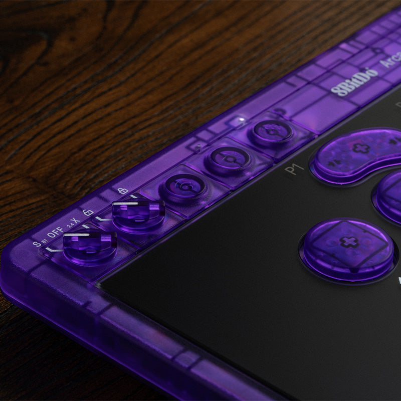 8BitDo Arcade Controller - Transparent Purple Signature Edition for Smooth Gameplay